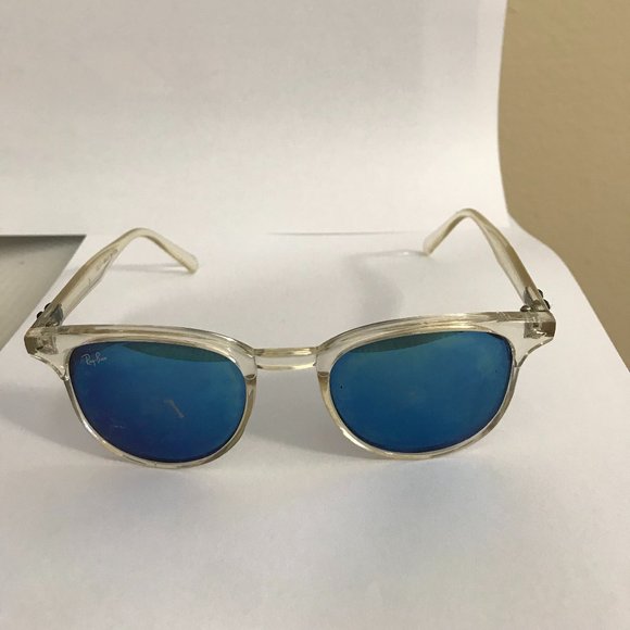 Ray-Ban Sunglasses RB4147 Clear Frame, Blue Mirror - Picture 2 of 6